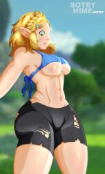 ass big_ass big_breasts big_butt big_nipples bike_shorts blonde_hair bodypaint breast_hold cute cute_face green_eyes princess princess_zelda soteyhime tears_of_the_kingdom the_legend_of_zelda thigh_highs thighhighs thighs tight_clothing tight_fit tight_pants tight_pussy tights torn_bodysuit torn_bottomwear torn_clothes torn_clothing torn_legwear torn_panties torn_pantyhose torn_thighhighs zelda_(tears_of_the_kingdom)