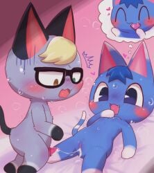 2021 ^_^ after_sex animal_crossing anthro anthro_on_anthro badwingm bedding big_eyes black_ears black_markings black_tail blonde_hair blue_body blue_ears blue_eyes blue_fur blue_hair blue_tail blush blush_lines blush_stickers bodily_fluids broken_condom brown_eyes clitoral_hood clitoris closed_eyes colored condom cum cum_from_pussy cum_in_pussy cum_inside cum_on_condom cum_on_penis cum_string digital_drawing_(artwork) digital_media_(artwork) domestic_cat duo ear_markings emanata erection eyewear eyewear_only facial_markings featureless_chest featureless_feet featureless_hands felid feline felis female fur furry furry_only genital_fluids genitals glasses glasses_only gloves_(marking) green_eyes grey_body grey_fur hair happy head_markings heart heterochromia hi_res humanoid_genitalia humanoid_pussy impregnation_risk iris kneeling leaking_cum leg_markings light lighting looking_pleasured lying male male/female mammal markings mattress monotone_body monotone_fur monotone_tail musk naked nintendo no_pupils noseless nude on_back open_mouth open_smile orange_inner_ear orange_tongue penis pink_background pink_inner_ear pink_penis pink_pussy pink_tongue prick_ears pussy raymond_(animal_crossing) ringed_eyes rosie_(animal_crossing) sabotaged_condom sexual_barrier_device shaded shaking shocked side_view simple_background smile socks_(marking) sparkles sweat tail tapering_penis thought_bubble three-quarter_view tongue trembling two_tone_tail video_games white_bedding white_markings white_tail