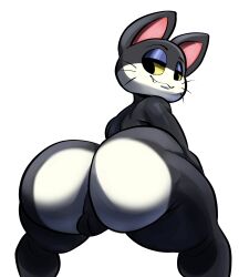 2022 animal_crossing anthro ass backsack balls big_ass digital_media_(artwork) domestic_cat felid feline felis femboy fur furry furry_only genitals hi_res looking_back male male_only mammal nathanatwar nintendo nude punchy_(animal_crossing) rear_view simple_background solo thick_thighs video_games whateverdoes white_background