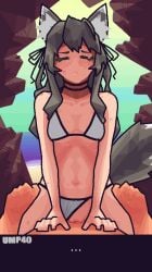 ... animal_humanoid beach bikini bikini_aside blush bodily_fluids breasts canid canid_humanoid canine canine_humanoid closed_eyes clothing clothing_aside cowgirl_position duo female female_penetrated first_person_view from_front_position genitals girls'_frontline grey_ears grey_hair grey_tail hair hi_res humanoid humanoid_penetrated inner_ear_fluff karamel_flan long_hair male male/female male_penetrating male_penetrating_female mammal mammal_humanoid on_bottom on_top outside penetration penile penile_penetration penis_in_pussy sea seaside sex sky straddling sweat swimwear swimwear_aside text tuft ump40_(girls_frontline) vaginal_penetration water wolf_ears wolf_humanoid wolf_tail