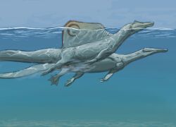 after_sex after_vaginal cum long_penis non-human spinosaurid spinosaurus underwater water