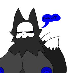 1:1 2_tails alpha_channel anthro areola big_breasts black_body black_fur black_sclera blue_areola blue_eyes blue_nipples breasts cheek_tuft dialogue dipstick_tail dolvien dot_eyes ears_up facial_tuft female fluffy fluffy_tail fur grey_body grey_fur lavardsimp low_res markings multi_tail narrowed_eyes neck_tuft nipples profanity simple_background skeleton_face skull_(marking) solo speech_bubble tail_markings text transparent_background tuft