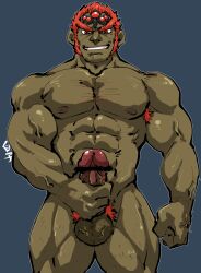 41raco balls bara boner censor_bar erection ganondorf ganondorf_(ocarina_of_time) gay green_skin holding_penis kirupi male male_only muscles muscular nude ocarina_of_time penis solo solo_male the_legend_of_zelda