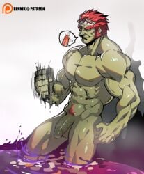 balls bara flaccid ganondorf ganondorf_(ocarina_of_time) gay green_skin male male_only masturbation_gesture muscles muscular na_insoo nude ocarina_of_time penis rennik sex_gesture solo solo_male the_legend_of_zelda