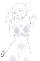 1girls against_glass big_breasts breasts breasts_on_glass himiko_toga hotvr monochrome my_hero_academia sketch solo tagme tongue_on_glass tongue_out wide_hips