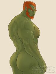 ass bara ganondorf ganondorf_(ocarina_of_time) gay hairy headingsouth male male_only muscles muscular nude ocarina_of_time solo solo_male the_legend_of_zelda