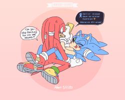 anal_sex angry balls_deep bandages blush cum_on_floor dialogue exposed_torso footwear from_front_position handwear kantaroluxpus knuckles_the_echidna male male/male male_only mostly_nude non-human penetration phone sonic_(series) sonic_the_hedgehog sonic_the_hedgehog_(series) sonknux spread_legs tongue twitter