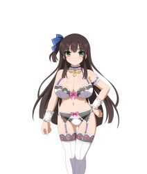 1girls alternate_breast_size alternate_costume ass_visible_through_thighs ceri_(sakura_dungeon) cleavage edit game_cg green_eyes hair_ribbon large_breasts lingerie long_hair looking_at_viewer sakura_dungeon skimpy_clothes transparent_background wanaca winged_cloud