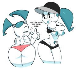 ass_cleavage big_ass breasts butt_crack jenny_wakeman my_life_as_a_teenage_robot nipples no_bra open_mouth pink_panties robot robot_girl smooth_skin speech_bubble stripping sweet_dandy xj-9