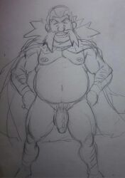 balls bara bbm big_penis drawn fat_man male_only monochrome muscular muscular_male old_man penis pokemon solo_male urup_(pokemon) wulfric_(pokemon)