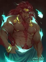 2019 artist_name beard chest_hair dated ganondorf ganondorf_(tears_of_the_kingdom) hairy long_hair long_red_hair male male_only muscles muscular nintendo nipple_rings red_hair safe_for_work sfw snartles solo tears_of_the_kingdom the_legend_of_zelda