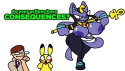 anthro ass big_breasts breasts fakémon female game_theory_(channel) group looking_at_viewer male markiplier's_most_fuckable_pokemon matpat meme neferkiti nintendo pikachu pokémon_(species) pokemon superiorfox surprise thick_thighs video_games