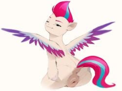 1girls anthro anus ass big_anus bite biting_lip blue_eyes blue_hair blue_tail dock equid equine eyebrows feathered_wings feathers female female_only feral hair hasbro hi_res mammal mlp_g5 multicolored_hair my_little_pony pegasus pink_hair pink_tail puffy_anus raised_tail short_hair simple_background solo spread_butt spreading twi_paww two_tone_hair two_tone_tail white_background white_body wings zipp_storm_(mlp)