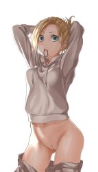 annie_leonhardt attack_on_titan blonde bottomless expressionless female female_focus female_only looking_at_viewer shingeki_no_kyojin simple_background surprised