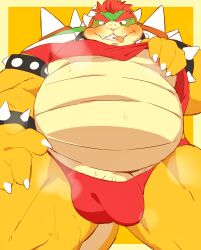 0119_muu 2022 anthro belly blush bowser bulge clothing genitals hi_res humanoid_genitalia humanoid_hands humanoid_penis kemono koopa male male_only mario_(series) musk nintendo overweight overweight_male penis scalie solo underwear video_games