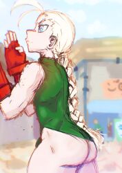 1boy ass_focus big_ass big_butt bottomless bulge cammy_white femboy feminine_male flat_chest girly leotard male muscles muscular_male randomart simple_background street_fighter tagme thick_thighs trap