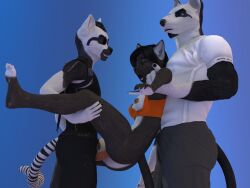 3d_(artwork) anthro breasts canid canine canis digital_media_(artwork) dirk domestic_cat domestic_dog erection felid feline felis female genitals grant group jess_(disambiguation) lemur male male/female mammal narr8 open_mouth penis primate sex strepsirrhine subject thestuntshooter