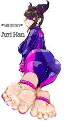 1girls barefoot big_butt feet female female_only femdom foot_fetish foot_focus juri_han latex randomart soles solo street_fighter street_fighter_v toes