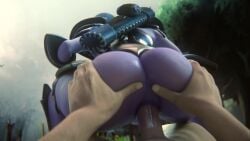 1boy 1girls 3d anal animated ass athletic_female dat_ass dota_2 drow_ranger elf female fpsblyck hands_on_ass human human_penetrating light-skinned_male pov purple_skin reverse_cowgirl_position riding sound spread_ass valve valve_(company) video