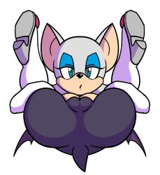 2015 anthro ass cameltoe chiropteran clothed clothing digital_media_(artwork) female genital_outline hi_res legs_up looking_at_viewer mammal pussy_outline rouge_the_bat sega simple_background solo sonic_(series) sonic_the_hedgehog_(series) watatanza white_background