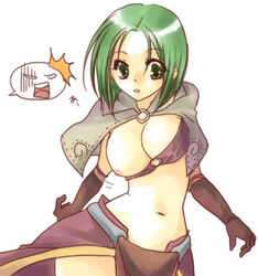 bra bra_lift breasts green_hair lingerie lowres mage mage_(ragnarok_online) magician minase_ruruu nipple_slip nipples ragnarok_online surprised underwear wardrobe_malfunction