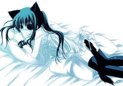 animal_ears cat_ears chronolog eye_patch gintama monochrome sakurazawa_izumi solo tail thighhighs yagyuu_kyuubei