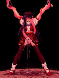 ambiguous_penetration arms_up athena_asamiya blush bondage broken_rape_victim bukkake clothed_sex clothing collar cum cum_drip cum_pool female gloves hairband human king_of_fighters long_hair mermaid_(artist) open_mouth panties panty_pull pantyhose purple_hair rape restrained skirt skirt_lift snk tears tentacle tentacle_under_clothes torn_clothes underwear