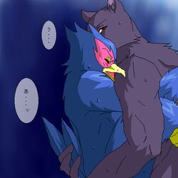 anthro color falco_lombardi fur furry furry_only gay interspecies male male_only multiple_males nintendo no_humans panther panther_caruso pheasant side_view star_fox star_wolf yaoi