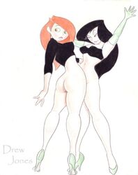 bottomless bra disney drew_jones female female_only human kim_possible kimberly_ann_possible medium_breasts multiple_females multiple_girls shego straight_hair tagme yuri