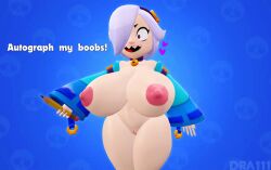 3d big_breasts big_nipples big_thighs brawl_stars breasts colette_(brawl_stars) dra111_(artist) dragon316 female huge_breasts naked pencil sfm smile smiling source_filmmaker thick thick_thighs vagina white_hair