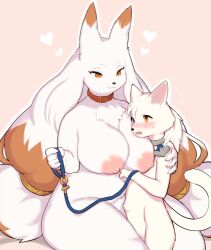 anthro big_breasts blush breasts canid canine collar female fox fur mammal nipples nude renard_(homura_kasuka) smile white_body white_fur wkar