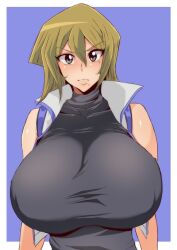 alexis_rhodes alexis_rhodes_(arc-v) angry big_breasts blonde_hair busty clothing female fully_clothed huge_breasts looking_at_viewer mole mucc tenjouin_asuka yu-gi-oh! yu-gi-oh!_gx