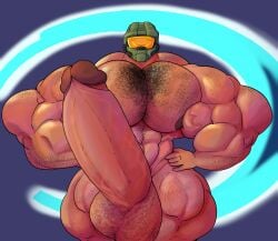 69yano69 abs biceps bodybuilder chest_hair hairy_chest hairy_male hairy_pecs halo_(series) hyper hyper_balls hyper_genitalia hyper_muscles hyper_penis hyper_testicles male male_focus male_only master_chief muscle muscles muscular muscular_arms muscular_ass muscular_back muscular_legs muscular_male muscular_thighs nipples pecs simple_background veins veiny_penis