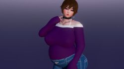 1girls 3d belly_expansion big_ass big_belly big_breasts breasts brown_hair choker chubby clothed cute earrings elf_ears female honey_select honey_select_2 huge_ass huge_belly huge_breasts jeans mature mature_female milf mother original_character plump pointy_ears pose pregnant pregnant_belly ready_to_pop round_belly solo theduudeman thick_thighs tight_clothing tomboy