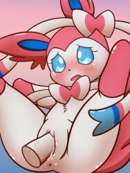 bodily_fluids cum cum_inside eeveelution female genital_fluids genitals hi_res koufun nintendo penis pokémon_(species) pokemon pussy pussy_juice spread_legs spreading sylveon tears video_games