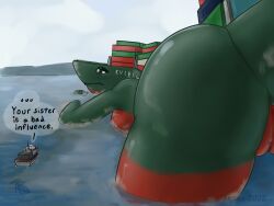 anthro ass boat breasts cargo_ship detailed_background ever_forward female genitals hi_res ikanz living_machine living_ship living_vehicle living_watercraft machine merchant_ship partially_submerged presenting pussy sea ship shipmorph side_boob solo stuck vehicle water watercraft