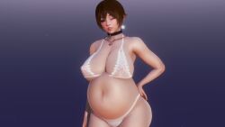 1girls 3d belly_expansion big_ass big_belly big_breasts bra breasts brown_hair choker chubby clothed cute earrings elf_ears female g-string hand_on_ass honey_select honey_select_2 huge_ass huge_belly huge_breasts lingerie mature mature_female milf mother original_character panties plump pointy_ears pose pregnant pregnant_belly ready_to_pop round_belly solo theduudeman thick_thighs tight_clothing tomboy underwear wink
