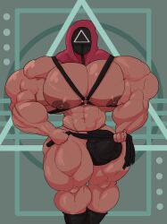 69yano69 abs biceps bodybuilder harness leather leather_harness male male_focus male_only muscle muscles muscular muscular_arms muscular_ass muscular_back muscular_legs muscular_male muscular_thighs nipples pecs pink_guard squid_game veins veiny_penis