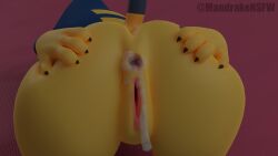 3d 3d_(artwork) 3d_model animal_crossing ankha ankha_(animal_crossing) ankha_(hazeker) anus ass blue_hair cum cum_in_ass doubutsu_no_mori hazeker nairu_(doubutsu_no_mori) nintendo paws spread_anus spread_ass