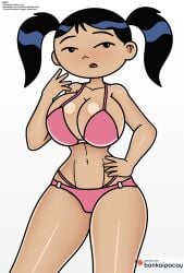 1girls 2022 aged_up american_dragon:_jake_long bankaipacay disney disney_channel female female_only haley_long large_breasts looking_at_viewer navel older_female pink_swimsuit simple_background swimsuit twintails white_background