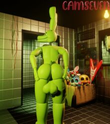 2boys 3d animatronic anthro ass balls bunny dick five_nights_at_freddy's five_nights_at_freddy's_3 fnaf gay green_body looking_up male male/male male_anthro male_only night_guard_(fnaf) nude penis presenting_ass presenting_butt rabbit robot security_guard sex solo solo_male springtrap springtrap_(fnaf) tail