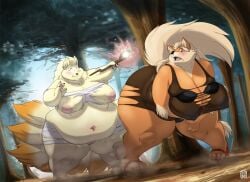 anthro arcanine areola ass backfire bbw belly belly_overhang bent_over big_areola big_ass big_belly big_breasts blush bodily_fluids bra breasts busty claws cleavage clothing clothing_too_small curvaceous curvy deep_navel duo elbow_tufts embarrassed expansion fat fat_arms fat_fur female female_focus female_only fluffy fluffy_tail forest fur furry gillpanda high_heels huge_thighs ineffective_clothing knock-kneed love_handles low-angle_view magic magic_user motion_lines muffin_top multi_tail navel neck_tuft ninetales nintendo nipple_bulge nipples nipples_visible_through_clothing obese obese_anthro obese_female orange_body orange_fur overweight overweight_anthro overweight_female plant pokémon_(species) pokemon pokemon_(species) pokephilia small_clothing surprised_expression sweat sweatdrop tan_body tan_fur thick_thighs tight_clothing torn_clothing tree tuft underwear video_games voluptuous wand weight_gain wide_hips