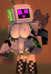 1futa 3d belly_bulge carrying female futa_on_female futanari hi_res large_breasts large_penis lic-009/lucinda_(melinajbt) melinajbt microsoft minecraft pussy robot robot_girl sex upright_straddle vaginal_penetration