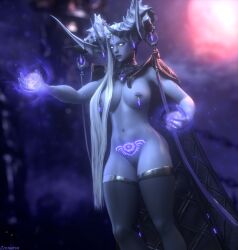 1girls 2022 3d abrelshud_(lost_ark) athletic_female big_breasts brelshaza_(lost_ark) demon demon_girl female female_only flying glowing_tattoo horns lost_ark magic nipple_piercing piercing pubic_tattoo purple_skin solo_female stockings tattoo thick_thighs white_eyes white_hair zentaeron