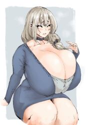 1girls bewbchan big_breasts breasts cleavage closed_eyes clothed excessive_boob_flesh eyes_closed female female_focus gigantic_breasts hair hips huge_breasts mature_female milf mother sitting solo solo_female solo_focus thick_thighs thighs top_heavy uzaki-chan_wa_asobitai! uzaki_tsuki venus_body wide_hips