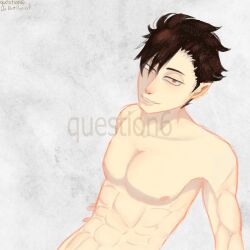 1boy abdomen abs biceps black_hair boys haikyuu!! kuroo_tetsurou male male_only neko orange_eyes shirtless topless topless_male