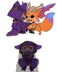 anthro duo erection fur genitals ghostgrass gnar hi_res humor imminent_sex kennen league_of_legends male male/male orange_body orange_fur penis penis_shadow riot_games size_difference video_games yordle