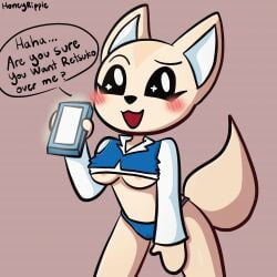 aggressive_retsuko animated anthro canid canine female female_only fennec fenneko fox hi_res honeyripple mammal nipple_slip office_lady panties sanrio smooth_fur solo underwear