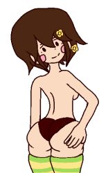 ass big_ass blushed chara cute_ass flower_in_hair grabbing_own_ass panties potatodoodles solo stockings striped_stockings thick_thighs thighhighs thighs transparent_background undertale undertale_(series)