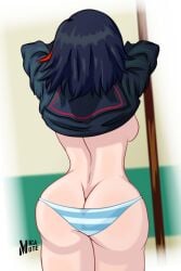 ass ass_cleavage back_view butt_crack fat_ass female kill_la_kill matoi_ryuuko meme redraw ryukoredraw shimapan thick_thighs undressing